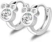 [Dtja] Cubic Zirconia Small Hoop Earrings 925 Sterling Silver Plated Hypoallergenic CZ Mouse Cute Cartilage Huggie Hoops for Women Girls Teens 16G Piercing Ear Stud