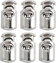 uxcell 6pcs Plastic Cord Locks Stoppers End Spring Stop Single Hole Toggle Fastener Stoppers Rope End for Drawstrings Clothing, Shoelaces, Bags, Camping, Silver Tone
