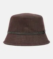 [Brunello Cucinelli] Brunello Cucinelli Monili denim bucket hat UK 6 5/8 brown