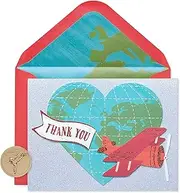 Papyrus Globe with Plane Handmade Boxed Thank You Note Cards, 8-Count