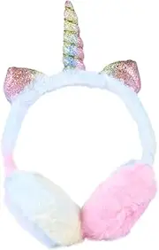 [LIFKOME] 2pcs Unicorn Earmuffs Puffy Ear Muffs Women Girls Ear Protector Men Accessories Ear Warmer Unicorn Horn Fleece Earmuffs Unique Earmuff Skating Christmas Miss Plush Key Chain