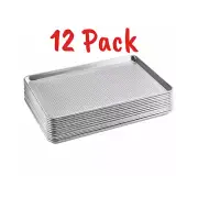 12 PACK Half Size 13" x 18" Wire in Rim Aluminum Perforated Bun Sheet Baking Pan