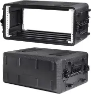 Portable 4U Rack Case 17" Depth Shock Mount Racks w/Microphone Compartments