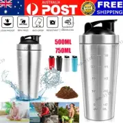 500/750ML Protein Shaker Bottle Stainless Steel Shake Mixer Cup Protien Blender