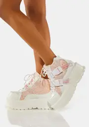 [Demonia] White Slacker-50 Holographic Boots