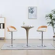 Bar Stools 2 pcs Cream Faux Leather and Bentwood Bar Chair