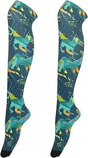 [Caihoyu] Over-Knee Socks for Women Lightweight Thigh High Socks Extra Long Socks Over Knee Baseball Socks for Dates Grunge Dinosaur, Grunge Dinosaur