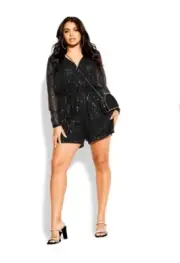 Women’s City Chic Black Sequin Playsuit BNWT XL Sexy Current Stock RRP $139.95