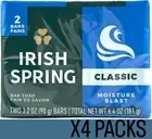 Irish Spring Classic Moisture Blast Bar Soap, 3.2 oz Bars, 4 PACKS (8 BARS)