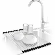Stainless Steel Kitchen Over Sink Roll Up Dish Rack