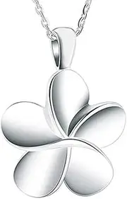 KBFDWEC Cremation Jewelry for Ashes Flower Shape Pendant Memorial Ashes Holder Urn Pendant Stainless Steel Urn Necklace for Human Pet