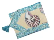Susan Winget Costal Blues Table Runner Tapestry 13 x 72 in Seashells