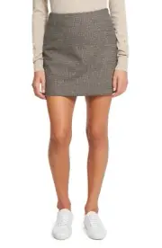 Theory Wool & Linen Blend A-Line Miniskirt Tan Multicolor 8