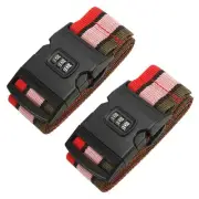 2Pcs Luggage Strap with Combination Lock TSA Approved Red Pink Green
