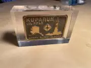 Kuparuk Oilfield Arco Alaska Belt Buckle from 1986 (in Lucite for display)