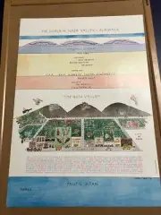 Vintage 1980s Napa Valley Wine Poster Print By Jerry White 20x28” RARE HTF!!