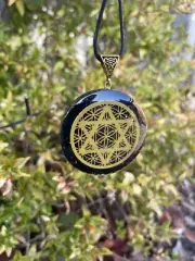 Orgone Black Tourmaline Star of David brass Orgonite Reiki Pendant Necklace