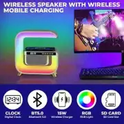 Wireless Charger Atmosphere Lamp Intelligent LED Table Lamp Alarm Clock Speaker