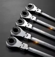 Ratcheting Tubing Wrench Adjustable Flex Head Metric 72 Gears Repair Spanner