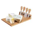 Charcuterie Cheese Board Stainless Knives Set Bamboo Serving Tray Pizza Platter