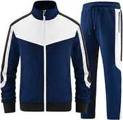 [ANOTWENER] Men's 2 Piece Tracksuit Sets Casual Long Sleeves Full Zip Jacket and Jogging Bottoms Jogging Suit Sports Outfits, blue, M