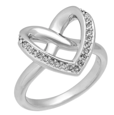 Swarovski Cupidon Ring Rhodium Plated Crystal Heart - Size 7 #5119333 BNIB