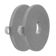 2Pcs 0.4" x 33FT Hook and Loop Tape, Double-Sided Nylon Strips Cable Ties, Gray