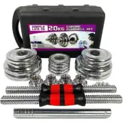 Adjustable Dumbbell Set Home Gym Cast Iron Barbell Sets with Carry Box 44lbs