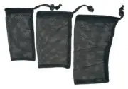 Ditty Storage Bag 3 pc Set Black Nylon Mesh Ultralight 3 Sizes Drawstring Top