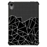 iPad mini (6th gen) iPad Impact Case Abstract Grid Outline White on Black