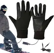 [Generic] Electric Heated Gloves, Heated Skiing Gloves, Heated Work Gloves, Rechargeable Heated Gloves, Waterproof Touchscreen Rechargeable Windproof Motorcycle Gloves for Men Women