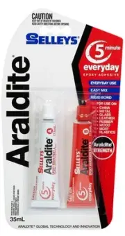Selleys Araldite 5 Minute 35ml Adhesive Glue Fast Setting Clear Metal Glass