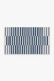 90' x 150' | Machine Washable Runner Rug | Kid & Pet Friendly | Indoor Rug | Offset Stripe Navy Outdoor Rug | Ruggable