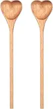 NINFE Heart Shaped Wooden Spoons (2Pcs) - Small Wooden Spoons for Condiment, Salt, Sugar