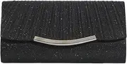 [Caistre] Clutch Purses for Women Evening Bag Formal Evening Clutch Purse Shoulder Bag Glitter Tote Handbag for Wedding Cocktail Prom, Black, free