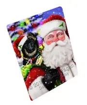 Jolly Old Saint Nick Santa German Shepherd Dog Woven Throw Sherpa Blanket T48