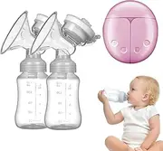 Electric Double Breastfeeding Pump with Strong Suction Power, Low Noise Milk Extractor, Portable Hands- Breast Pumping Kit and Breastfeeding Accessories for Travel, Home
