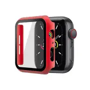 ZUSLAB Apple Watch Series 6 5 4 SE 44mm JX Hard PC Case with Tempered Glass Screen Protector - Red