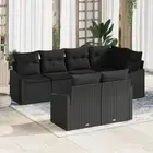 Garden Sofa Set 7 Pieces Black Synthetic Rattan Polyester Cushions vidaXL