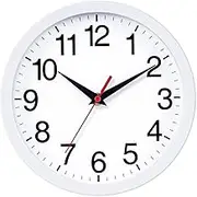 Rohioue Wall Clock, Modern 8 Inch Battery Operated Wall Clocks, Silent Non Ticking Small Analog Clock, for Bedroom, Kitchen, Bathroom, Office, Home (White)