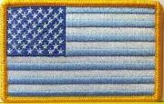 USA Pastel Blue Flag Patch With Hook & Loop Fastener Emblem Gold Border
