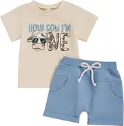 [Saliuentm] Infant Toddler Baby Boy First 2nd Birthday Outfit Short Sleeve Birthday Shirt Shorts Cake Smash Summer Outfit