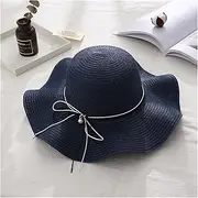 [TOMYEUS] Sun Hats Summer Women's Sun Hats Talk About Big Brim Seaside Holiday Sun Hats Foldable Bow Dome Straw Hats Beach Cap (Color : 08)