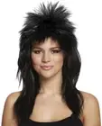 70s 80s Ladies Black Glam Rock Diva Wig Fancy Dress Spike Mullet Punk Joan Jett