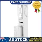 80x15.5x15CM White Bathroom Storage Cabinet with Tissue Rack and Cupboard