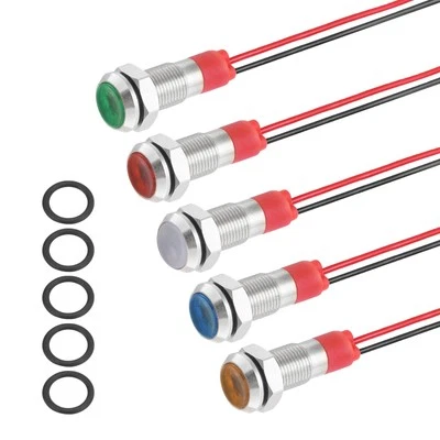 5Pcs 6mm( 1/4") Indicator Light,12V-24V AC/DC 20mA for Boat Car,5 Colors