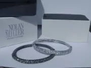 Nolan Miller Glamour Collection Silver Tone Bangles Vintage QVC In Box Set X2