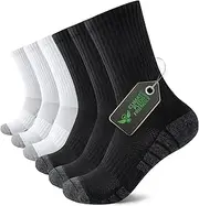 [FALARY] Men's Women's Sports Socks 6 Pairs Tennis Socks Breathable Cotton Hiking Socks Running Socks Thermal Winter Socks Tennis Socks Men's Socks Trekking Socks Padded Black White