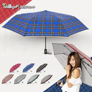 【雙龍牌】買一送一英倫風格紋經典自動開收傘自動傘(抗UV晴雨傘防風自動折傘B0018)
