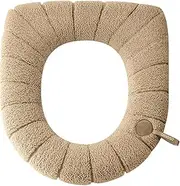 HAKGKFAFMQ 2pcs Thicken Winter Warm Toilet Seat Cover Closestool Mat Enlarged Soft Washable Portable Toilet Lid Pad Bathroom Accessories Toilet seat Cover(Large Khaki)